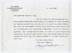 Maschinengeschriebener Brief DIN A5 mit eigenhändiger Unterschrift vom 9. Juli 1963