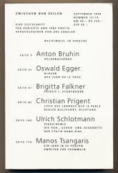 Zwischen den Zeilen. Eine Zeitschrift für Gedichte und ihre Poetik, hrggb. von Urs Engeler. hier: Nr. 13/14, September 1999