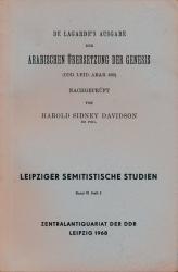 de Lagarde's Ausgabe der arabischen Übersetzung der Genesis (Cod. Leid. Arab. 230) nachgeprüft von H.S. Davidson