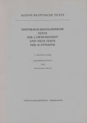 Historisch-biographische Texte der 2. Zwischenzeit und neue Texte der 18. Dynastie