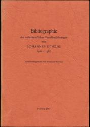 Bibliographie der volkskundlichen Veröffentlichungen von Johannes Künzig 1922-1967