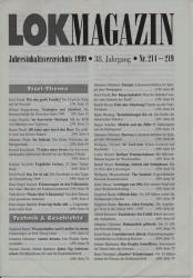Lok Magazin. hier: Jahresinhaltsverzeichnis 1999 (Nrn. 214 - 219)