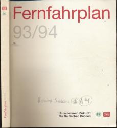 Kursbuch Fernfahrplan 1993/94, gültig vom 23.05.1993 bis 28.05.1994