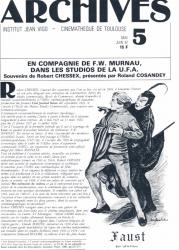 ARCHIVES - Institut Jean Vigo - Cinémathèque de Toulouse Nr. 5 (Mai/Juin 1987): En Compagnie de F.W. Murnau, dans les studios de la U.F.A. (Robert Chessex/Roland Cosandey)