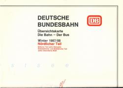 Übersichtskarte Die Bahn - Der Bus Winter 1987/88. Nördlicher & Mittlerer Teil (Beilage zum Kursbuch)