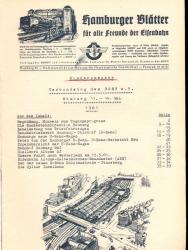Hamburger Blätter für alle Freunde der Eisenbahn Sonderausgabe: Verbandstag des BDEF e.V. 1961
