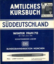 Amtliches Kursbuch Süddeutschland Winter 1969/70, gültig vom 28.09.1969 bis 30.05.1967