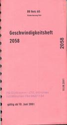 Geschwindigkeitsheft 2058, gültig ab 10. Juni 2001