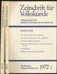 Zeitschrift für Volkskunde. Halbjahresschrift. Jahrgang 1972 in 2 Halbbänden (68. Jahrgang)
